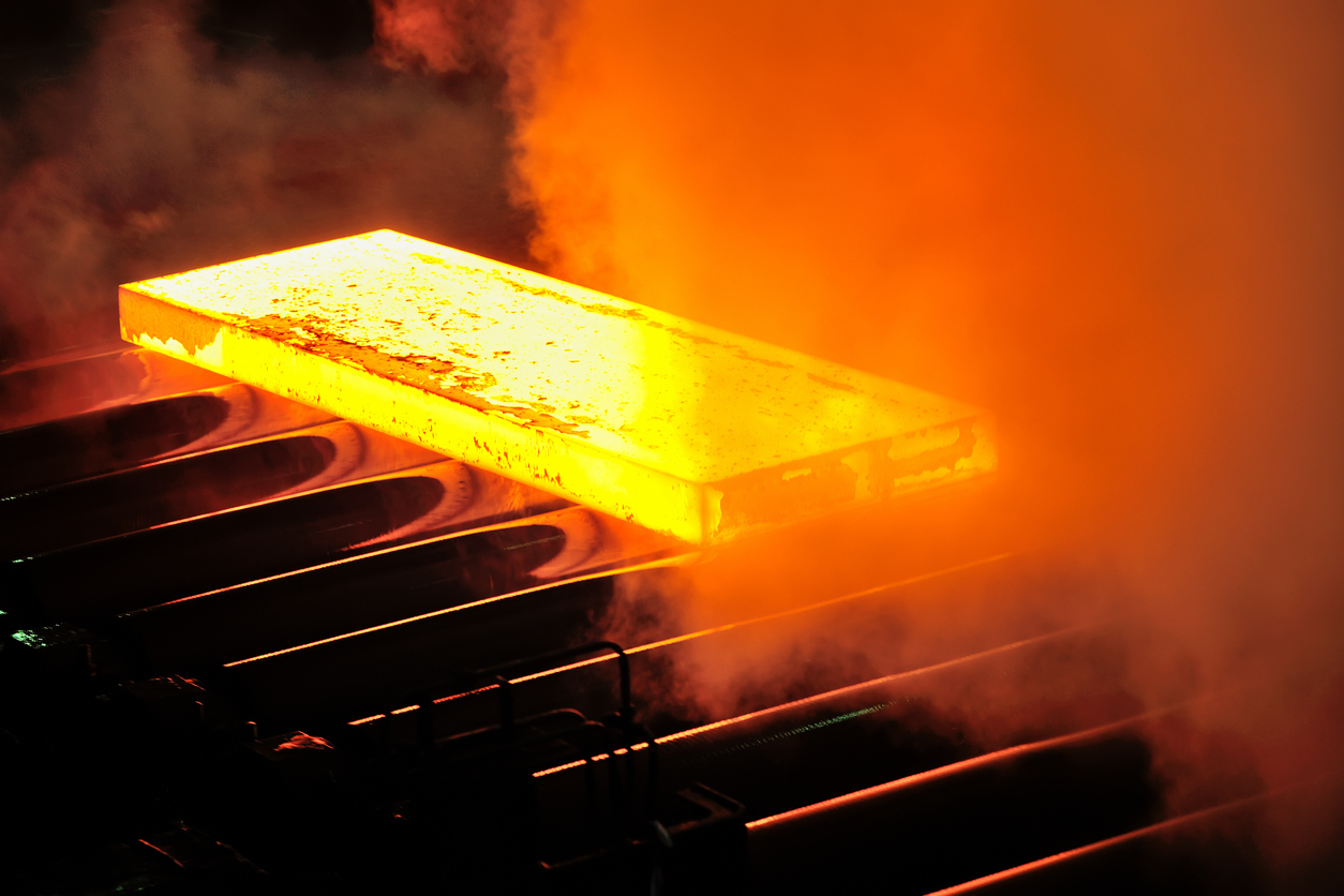 A closeup of the heat treating metal process
